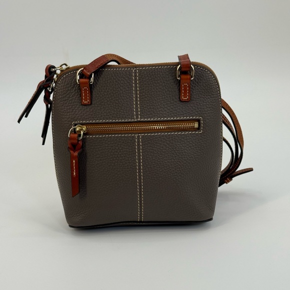 Dooney & Bourke Trixie Brown Pebbled Leather Dome Crossbody Brown Bag - Picture 3 of 16